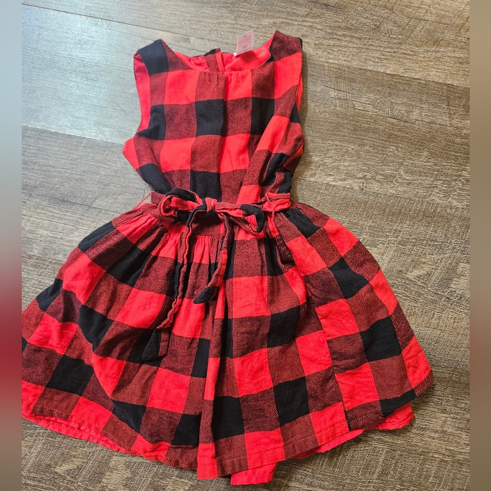 Carter's Toddler Girls 3T Holiday Buffalo Plaid Red Black Check Dress